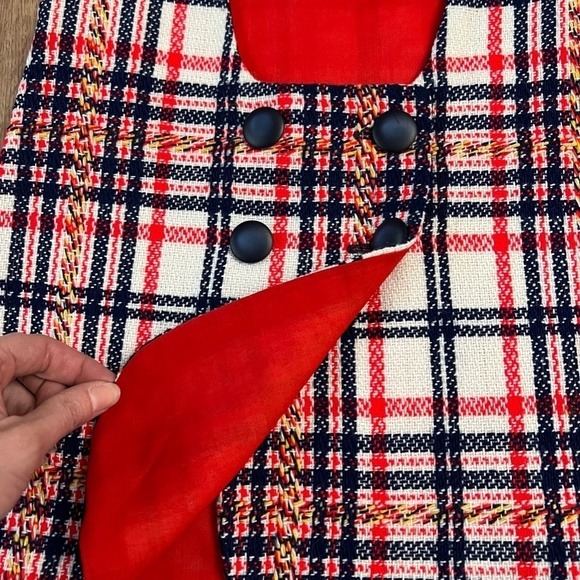 Vintage Handmade Plaid Dress/Vest Sz S - Picture 3 of 7